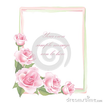 Flower Rose frame isolated on white background. Floral vector decor. Stock Photo