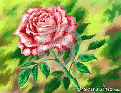 Flower Rose, Low Poly Vector Illustration