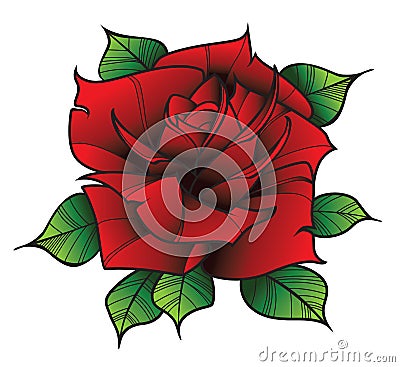 Flower. rose in tattoo style Vector Illustration