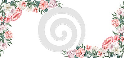 Flower and roses design background in frame Vector Illustration