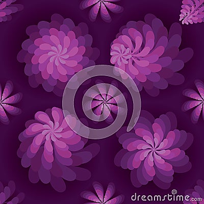 Flower rotate windmill purple mist seamless pattern Vector Illustration