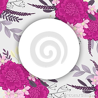 Flower round drawing - hot pink flowers Stock Photo