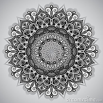 Flower round ornament. Vector Illustration