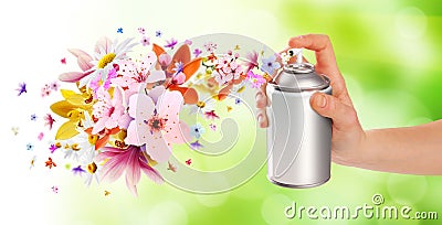 Flower-scented room sprays and flowers from inside - 2 Stock Photo