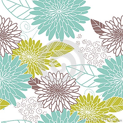 Flower seamless background blue and green Vector Illustration