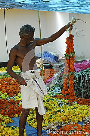 Flower seller India Editorial Stock Photo