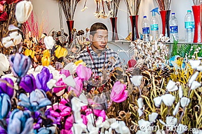 Flower seller Editorial Stock Photo