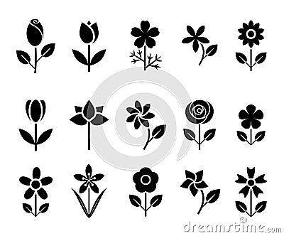 Flower set icons Vector Illustration