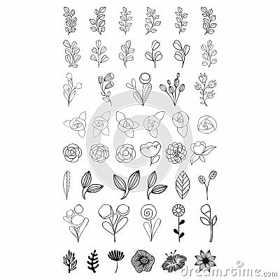 Flower set. Vector stylized flowers Vector Illustration