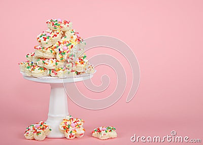 Flower shaped fairy bread on pedestal Stock Photo