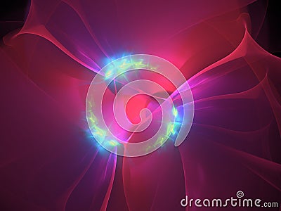 Flower shaped red glowing neon abstract background Stock Photo