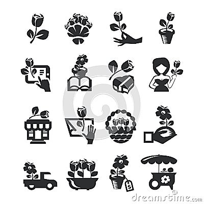 Flower shop icons Vector Illustration