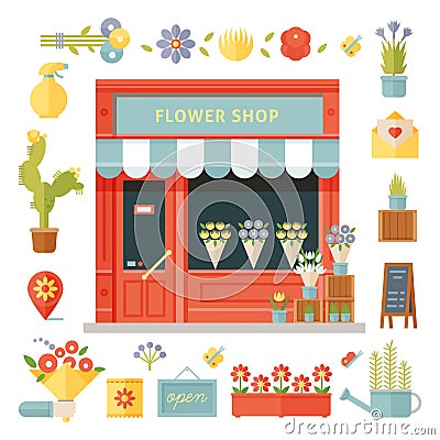 Flower shop illustration Vector Illustration