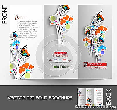 Flower shop Tri-Fold Brochure Stock Photo