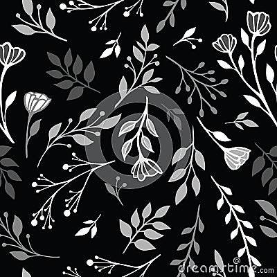 Flower simple minimalistic seamless pattern graphic design for paper, textile print, page fill. Floral background with hand drawn Vector Illustration