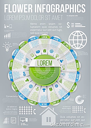 Flower style infographic chart options menu Vector Illustration