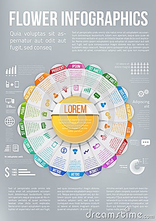 Flower style infographic chart options menu Vector Illustration