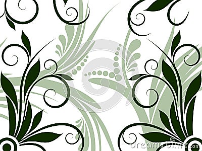 Flower and Swirl Design Background Stock Photo