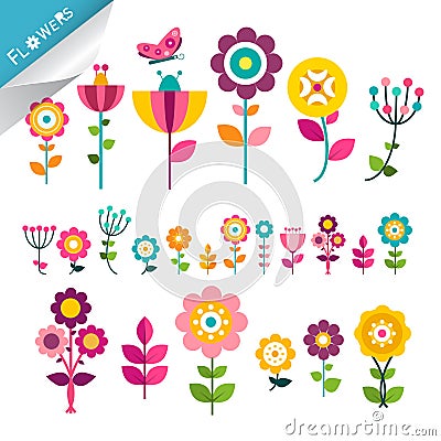 Flower Symbol. Flowers Icons. Vector Illustration