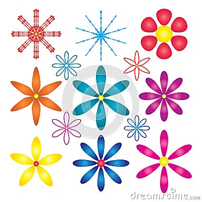 Flower symmetry set Vector Illustration