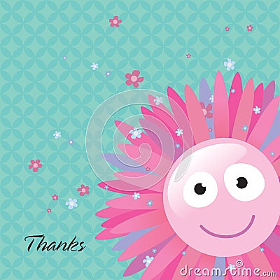 Flower Thank You Card Vector Illustration