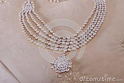 Round stone diamond necklace Stock Photo