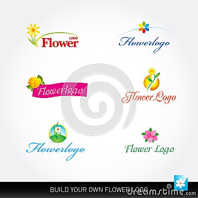 Flower vector logotypes vector set. Flowers logo templates. Floral logos Vector Illustration