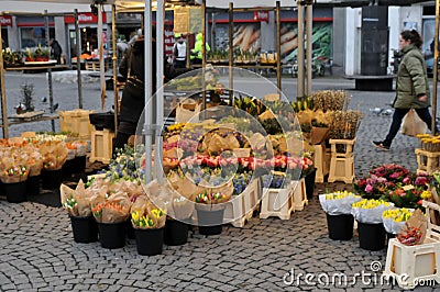 Flower vendor in danish capital Copenhagen Denmark Editorial Stock Photo