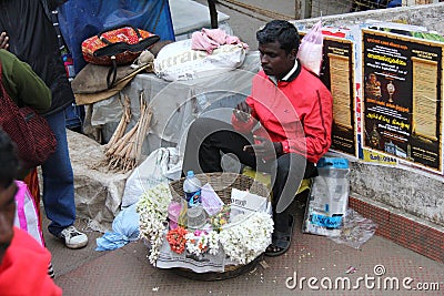 Flower vendor of Munnar Editorial Stock Photo