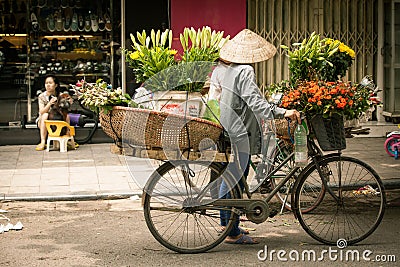 Flower vendors in Hanoi Editorial Stock Photo