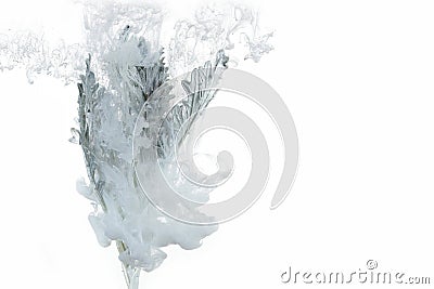 Flower water blue background white inside under paints acrylic smoke streaks grass sea haze blur underwater world planet Stock Photo