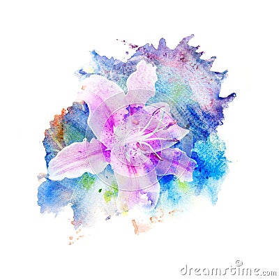 Flower watercolor illustration. Cartoon Illustration