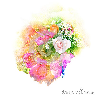 Flower watercolor illustration. Cartoon Illustration