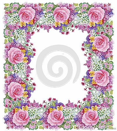 Flower watercolor wreath for beautiful design Vector Illustration