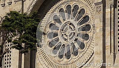 The flower window of `Santa Luzia` Sanctuary in Viana do Castelo. Stock Photo