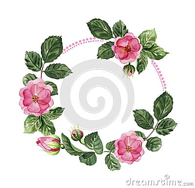 Flower wreath with roses Cartoon Illustration