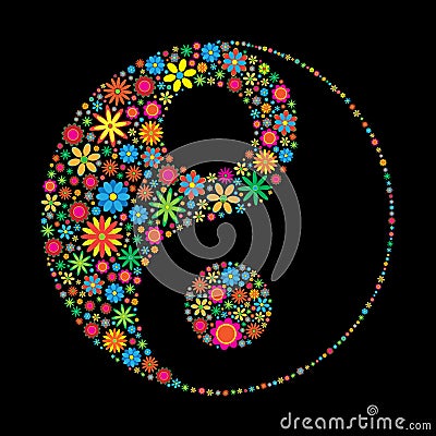 Flower Ying Yang Vector Illustration