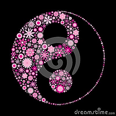 Flower ying yang Cartoon Illustration