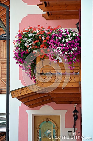 Flowered balcony Stock Photo