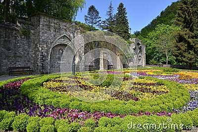 Flowered bed in Lillafured park Stock Photo