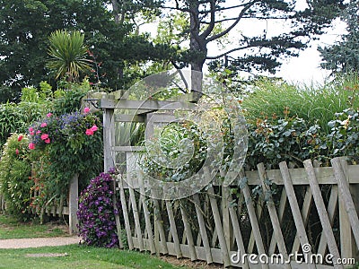 Flowered Fence Stock Photo