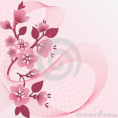 Flowering branch with a veil Vector Illustration