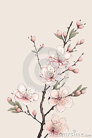 Flowering cherry angiosperm tree Vector Illustration