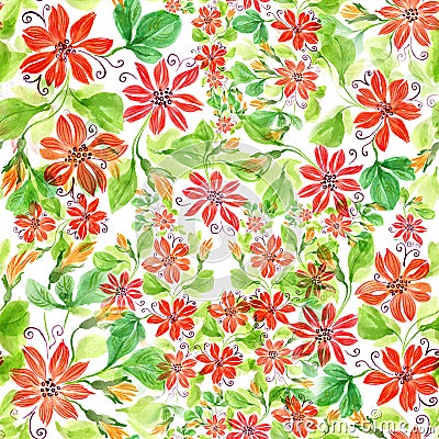 Flowers. Abstract wallpaper with floral motifs. Seamless pattern. Wallpaper. Stock Photo