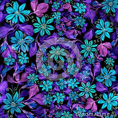 Flowers. Abstract wallpaper with floral motifs. Seamless pattern. Wallpaper. Stock Photo