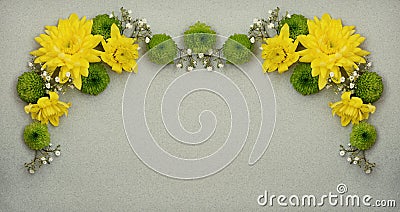 Flowers arrangement on gray paper Stock Photo