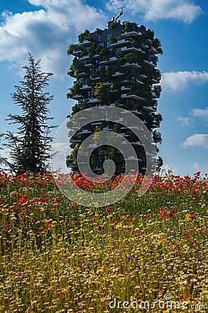 Flowers at the Biblioteca degli Alberi, Milan, Italy Stock Photo