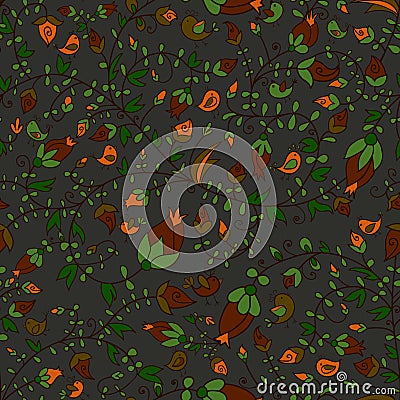 Flowers and birds seamless texture pattern Stock Photo