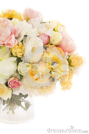Flowers bouquet peony in vase, pastel floral colors Stock Photo