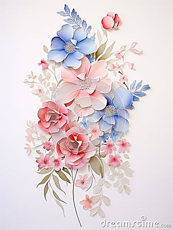 flowers bouquet watercolor art design Stock Photo